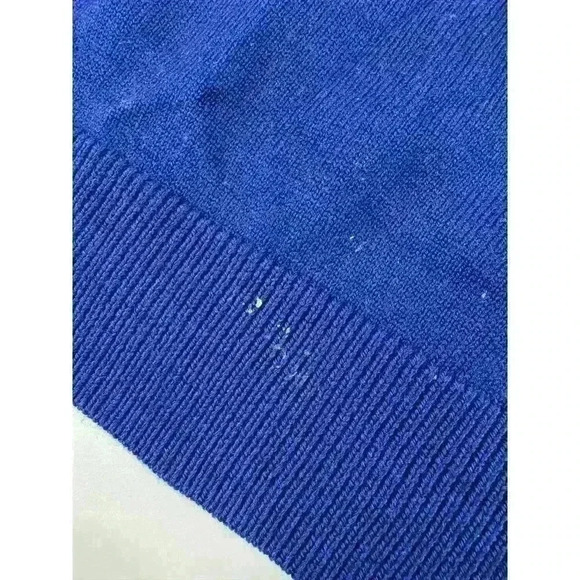 Extra Fine Merino Wool V Neck Sweater Blue Mens Size L Classic Preppy Turnbury - Picture 8 of 10